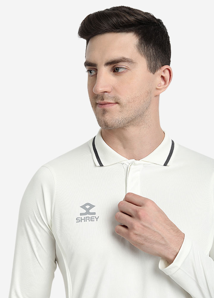 Shrey Cricket Premium Shirt LS Off White Angle 2