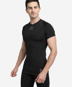 Shrey Intense Compression Short Sleeve Top Black Angle 1