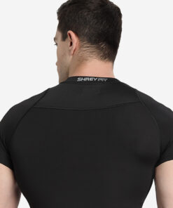 Shrey Intense Compression Short Sleeve Top Black Angle 3