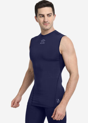 Shrey Intense Compression Sleeveless Top Navy Angle 1